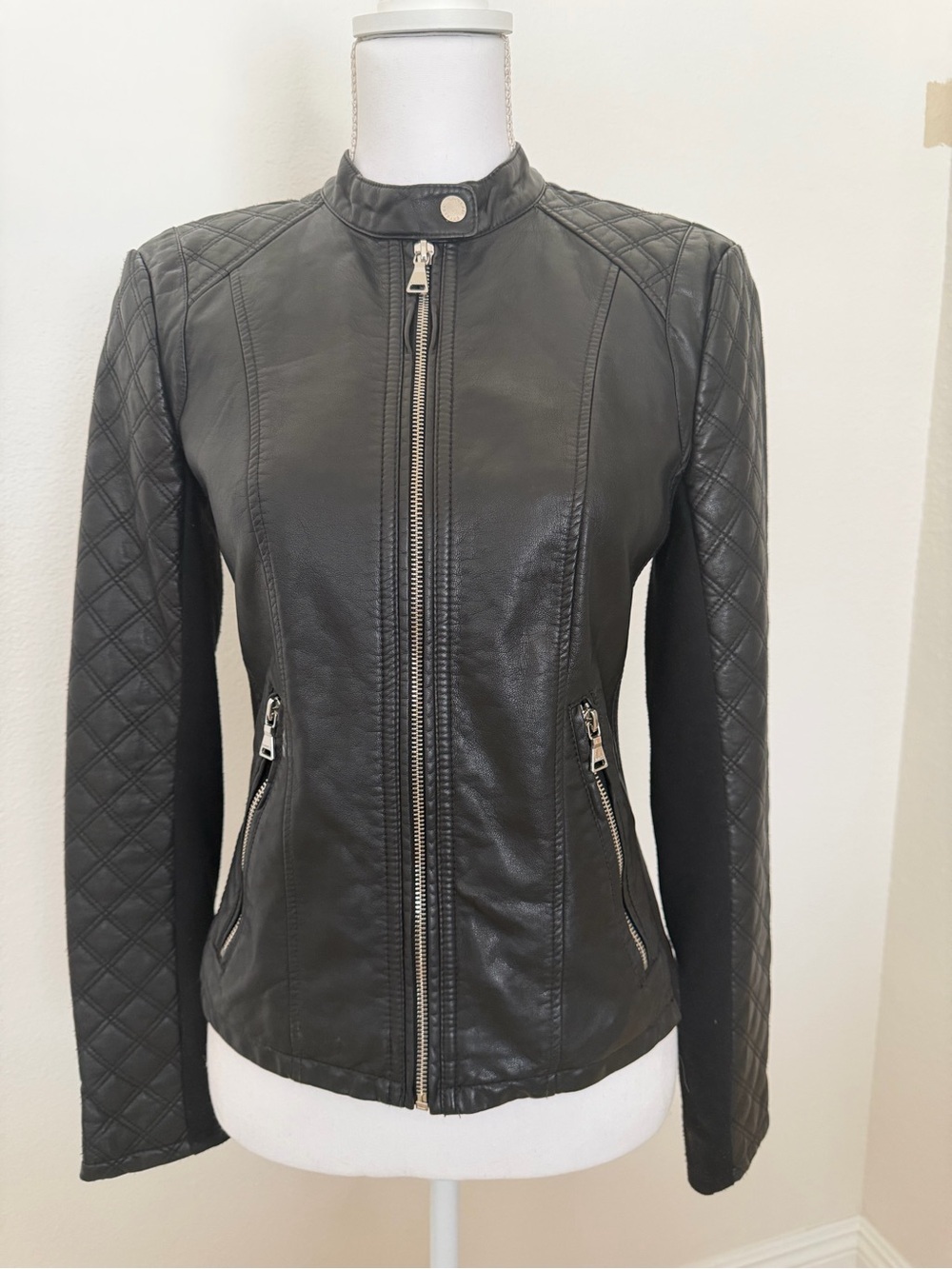 Quilted Sleeve Black  Jacket - Women